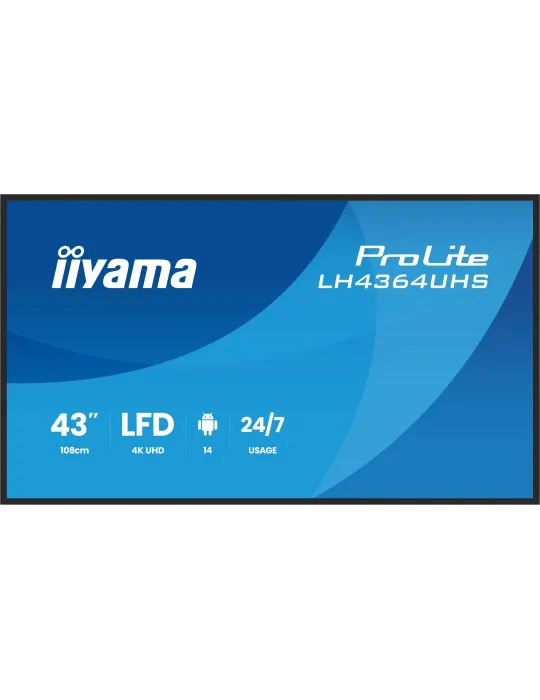 iiyama LH4364UHS-B1AG visualizzatore di messaggi Pannello piatto per segnaletica digitale 109,2 cm (43") LED Wi-Fi 500 cd m² 4K