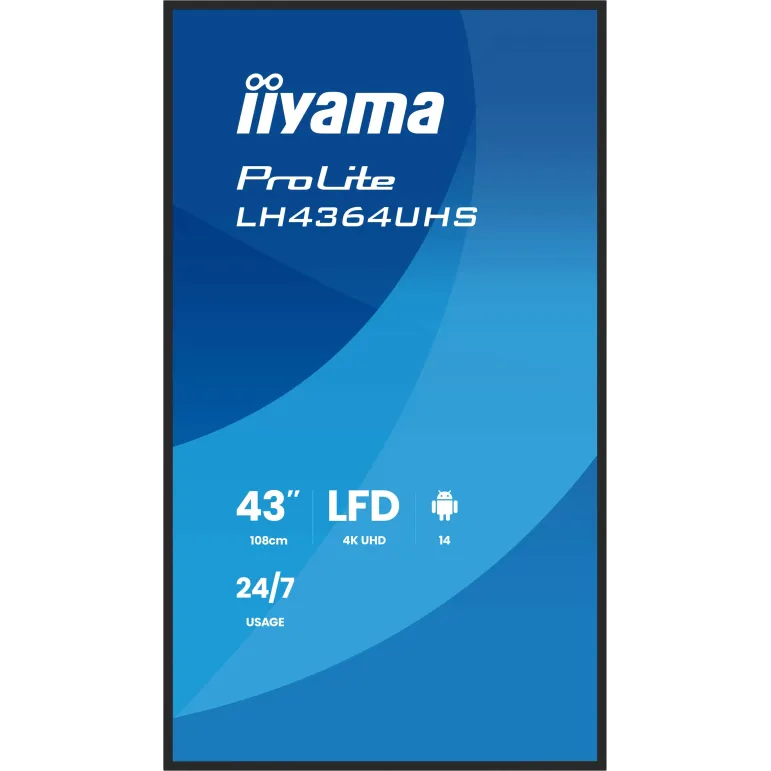 iiyama LH4364UHS-B1AG visualizzatore di messaggi Pannello piatto per segnaletica digitale 109,2 cm (43") LED Wi-Fi 500 cd m² 4K