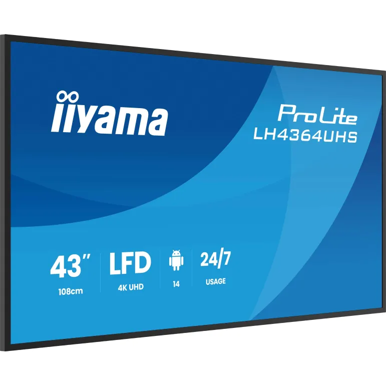 iiyama LH4364UHS-B1AG visualizzatore di messaggi Pannello piatto per segnaletica digitale 109,2 cm (43") LED Wi-Fi 500 cd m² 4K