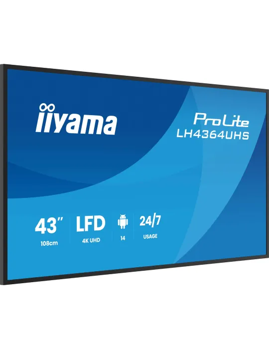 iiyama LH4364UHS-B1AG visualizzatore di messaggi Pannello piatto per segnaletica digitale 109,2 cm (43") LED Wi-Fi 500 cd m² 4K