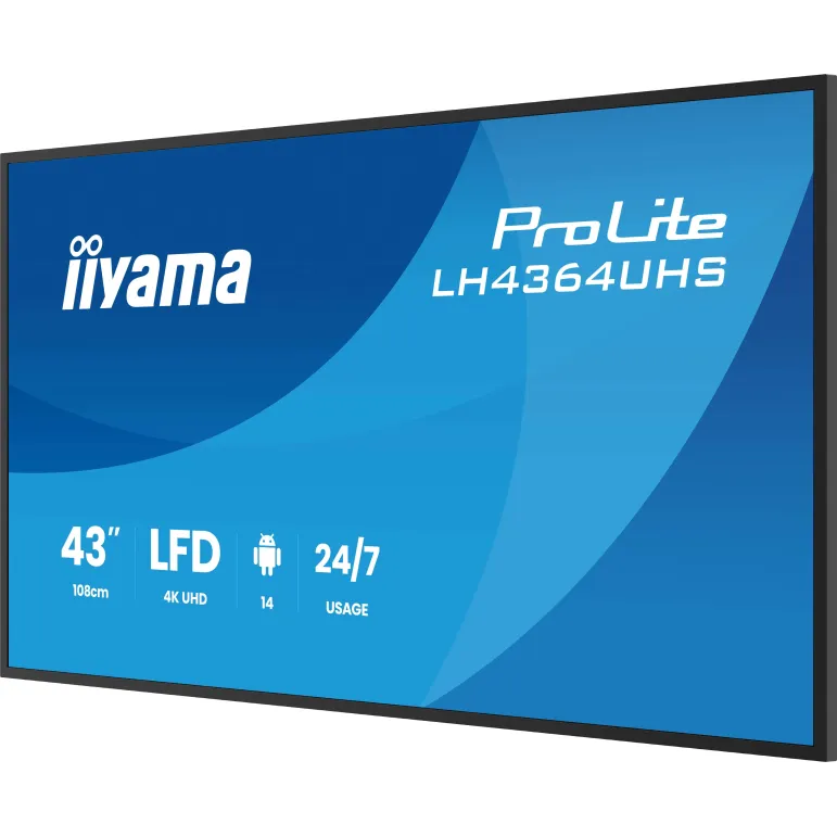 iiyama LH4364UHS-B1AG visualizzatore di messaggi Pannello piatto per segnaletica digitale 109,2 cm (43") LED Wi-Fi 500 cd m² 4K