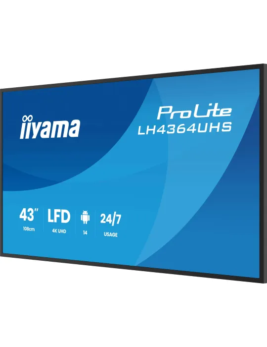 iiyama LH4364UHS-B1AG visualizzatore di messaggi Pannello piatto per segnaletica digitale 109,2 cm (43") LED Wi-Fi 500 cd m² 4K