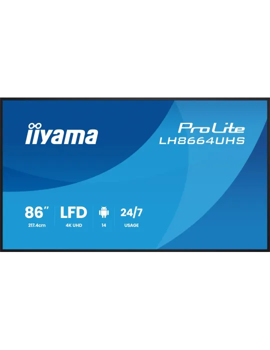 iiyama LH8664UHS-B3AG visualizzatore di messaggi Pannello piatto per segnaletica digitale 2,17 m (85.6") Wi-Fi 500 cd m² 4K