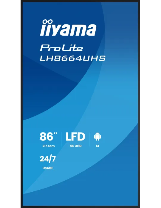 iiyama LH8664UHS-B3AG visualizzatore di messaggi Pannello piatto per segnaletica digitale 2,17 m (85.6") Wi-Fi 500 cd m² 4K