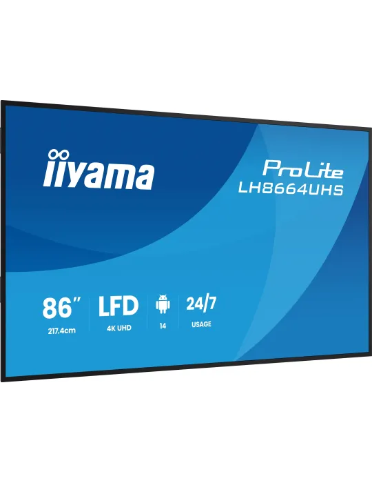 iiyama LH8664UHS-B3AG visualizzatore di messaggi Pannello piatto per segnaletica digitale 2,17 m (85.6") Wi-Fi 500 cd m² 4K
