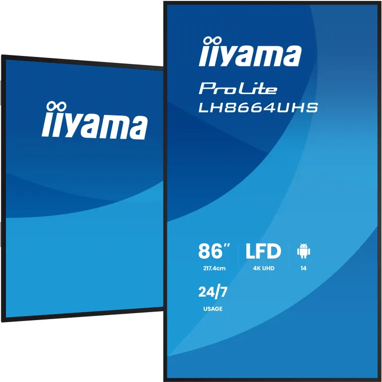 iiyama LH8664UHS-B3AG visualizzatore di messaggi Pannello piatto per segnaletica digitale 2,17 m (85.6") Wi-Fi 500 cd m² 4K