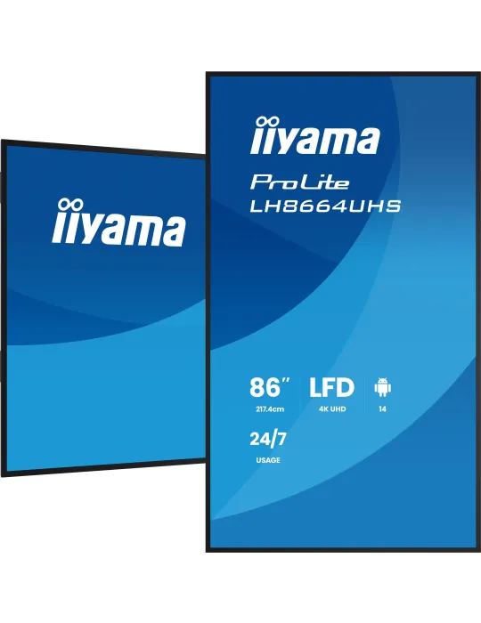 iiyama LH8664UHS-B3AG visualizzatore di messaggi Pannello piatto per segnaletica digitale 2,17 m (85.6") Wi-Fi 500 cd m² 4K