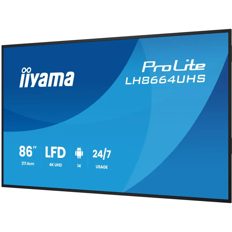 iiyama LH8664UHS-B3AG visualizzatore di messaggi Pannello piatto per segnaletica digitale 2,17 m (85.6") Wi-Fi 500 cd m² 4K