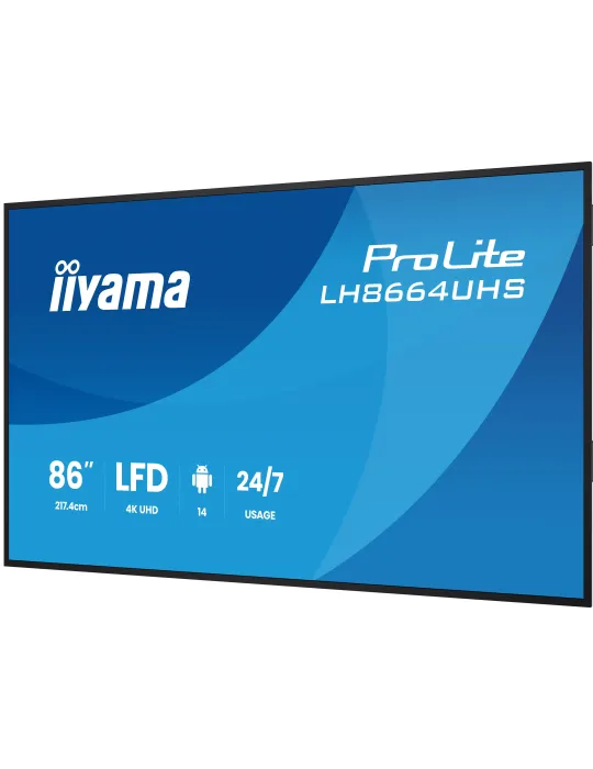 iiyama LH8664UHS-B3AG visualizzatore di messaggi Pannello piatto per segnaletica digitale 2,17 m (85.6") Wi-Fi 500 cd m² 4K