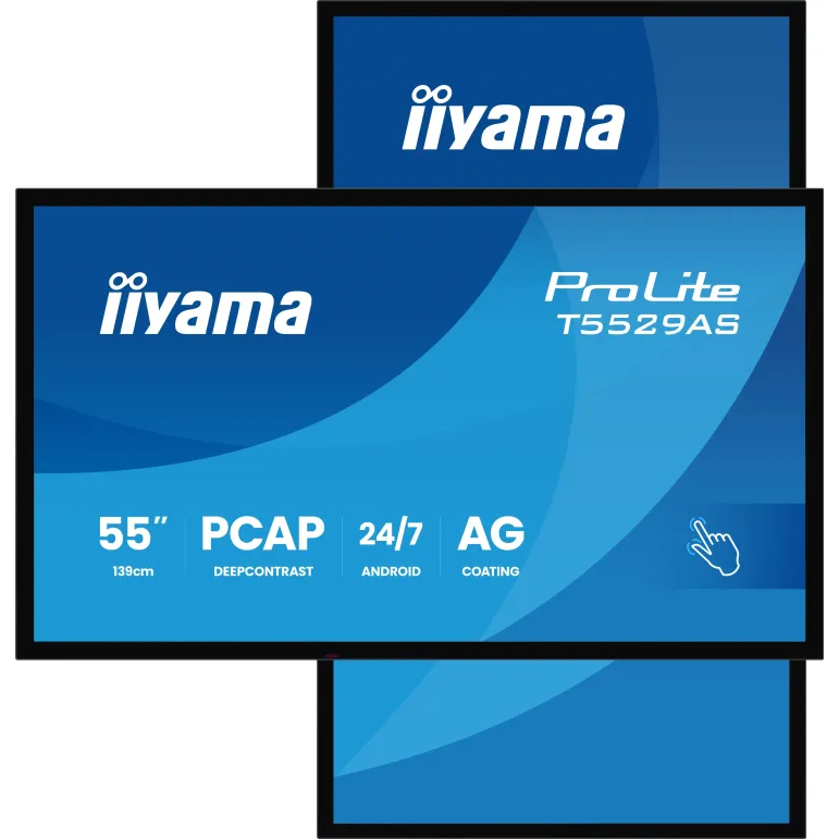 iiyama T5529AS-B1AG visualizzatore di messaggi Design chiosco 138,7 cm (54.6") LED Wi-Fi 450 cd m² 4K Ultra HD Nero Touch