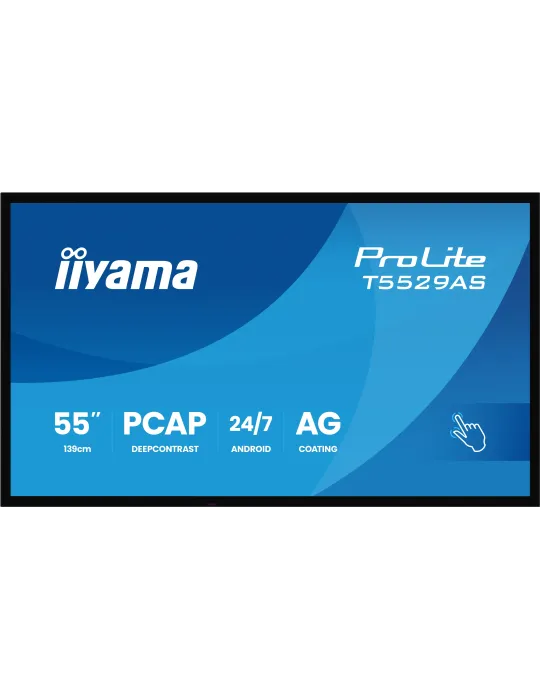 iiyama T5529AS-B1AG visualizzatore di messaggi Design chiosco 138,7 cm (54.6") LED Wi-Fi 450 cd m² 4K Ultra HD Nero Touch