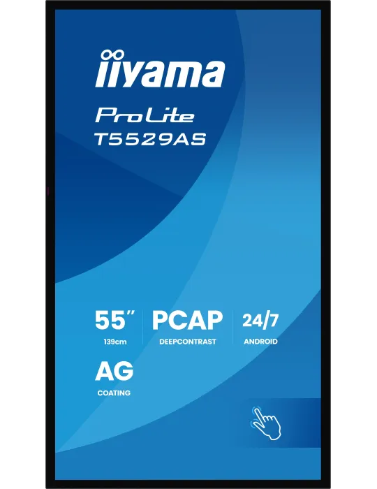 iiyama T5529AS-B1AG visualizzatore di messaggi Design chiosco 138,7 cm (54.6") LED Wi-Fi 450 cd m² 4K Ultra HD Nero Touch