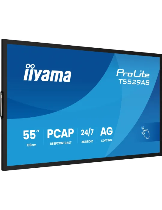 iiyama T5529AS-B1AG visualizzatore di messaggi Design chiosco 138,7 cm (54.6") LED Wi-Fi 450 cd m² 4K Ultra HD Nero Touch