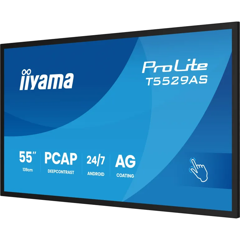 iiyama T5529AS-B1AG visualizzatore di messaggi Design chiosco 138,7 cm (54.6") LED Wi-Fi 450 cd m² 4K Ultra HD Nero Touch