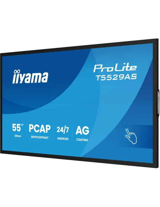 iiyama T5529AS-B1AG visualizzatore di messaggi Design chiosco 138,7 cm (54.6") LED Wi-Fi 450 cd m² 4K Ultra HD Nero Touch