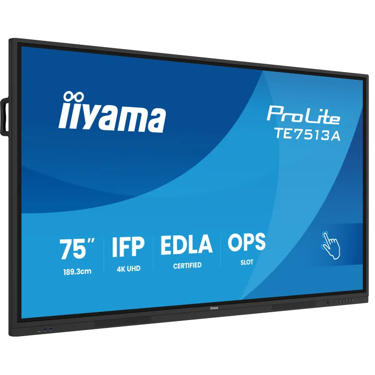 iiyama TE7513A-B2AG visualizzatore di messaggi Pannello piatto interattivo 190,5 cm (75") Wi-Fi 500 cd m² 4K Ultra HD Nero