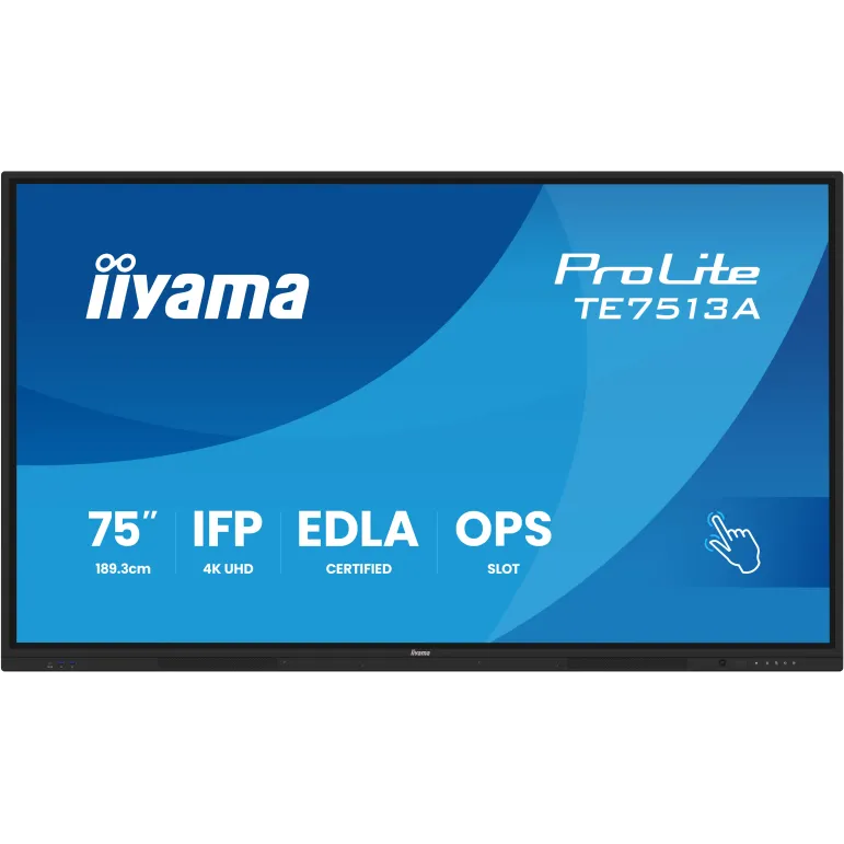 iiyama TE7513A-B2AG visualizzatore di messaggi Pannello piatto interattivo 190,5 cm (75") Wi-Fi 500 cd m² 4K Ultra HD Nero