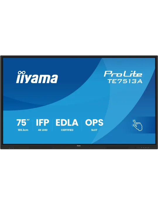 iiyama TE7513A-B2AG visualizzatore di messaggi Pannello piatto interattivo 190,5 cm (75") Wi-Fi 500 cd m² 4K Ultra HD Nero