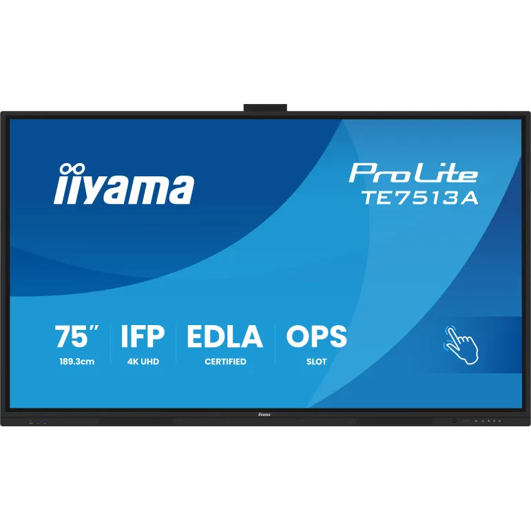 iiyama TE7513A-B2AG visualizzatore di messaggi Pannello piatto interattivo 190,5 cm (75") Wi-Fi 500 cd m² 4K Ultra HD Nero