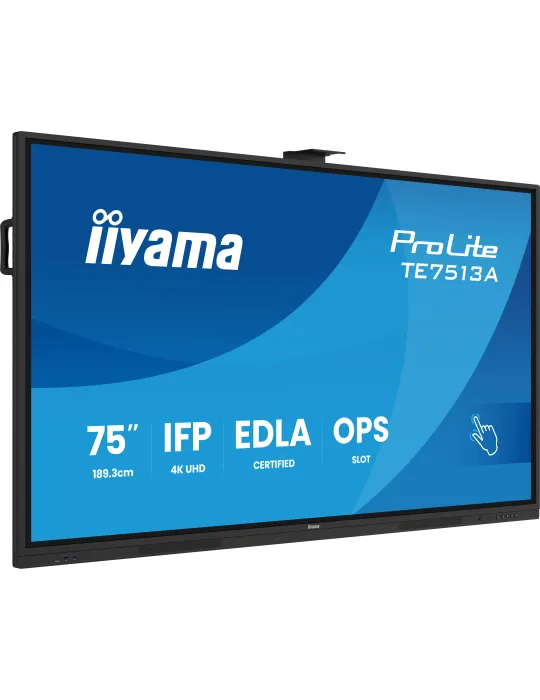 iiyama TE7513A-B2AG visualizzatore di messaggi Pannello piatto interattivo 190,5 cm (75") Wi-Fi 500 cd m² 4K Ultra HD Nero