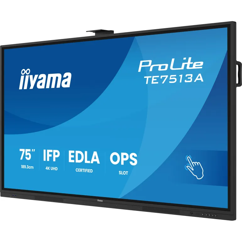 iiyama TE7513A-B2AG visualizzatore di messaggi Pannello piatto interattivo 190,5 cm (75") Wi-Fi 500 cd m² 4K Ultra HD Nero