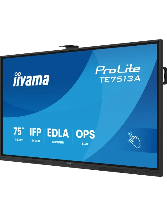 iiyama TE7513A-B2AG visualizzatore di messaggi Pannello piatto interattivo 190,5 cm (75") Wi-Fi 500 cd m² 4K Ultra HD Nero