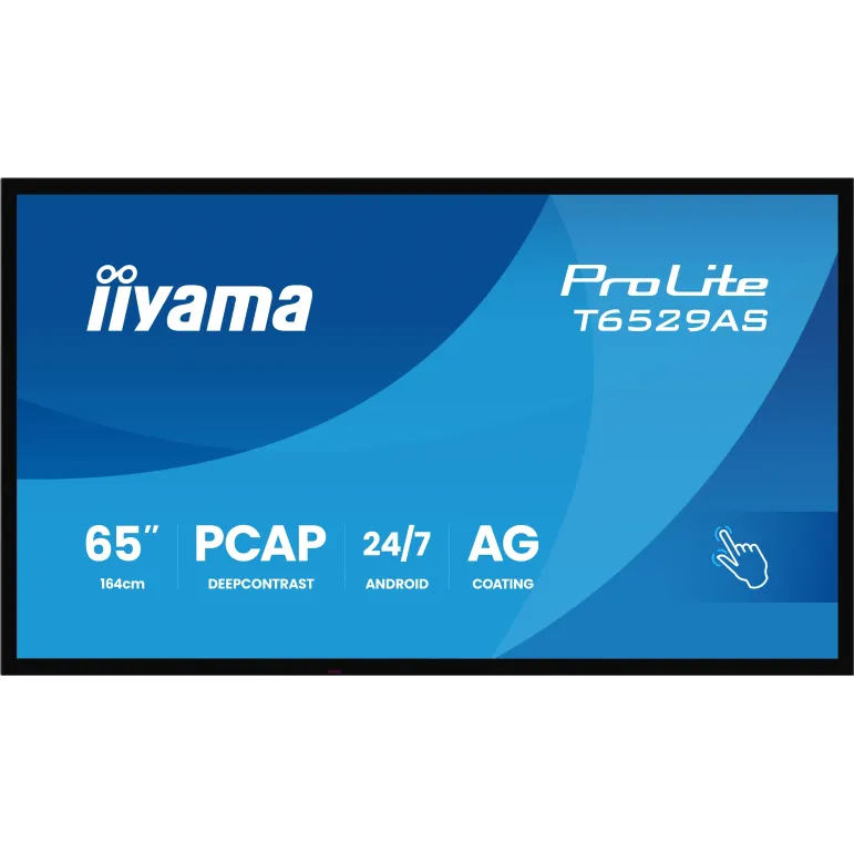 iiyama T6529AS-B1AG visualizzatore di messaggi Design chiosco 163,8 cm (64.5") LED Wi-Fi 420 cd m² 4K Ultra HD Nero Touch