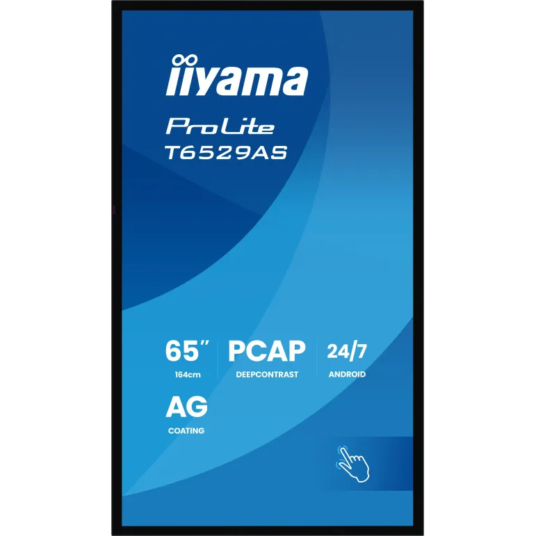iiyama T6529AS-B1AG visualizzatore di messaggi Design chiosco 163,8 cm (64.5") LED Wi-Fi 420 cd m² 4K Ultra HD Nero Touch