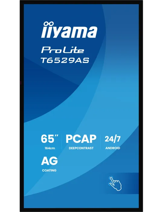 iiyama T6529AS-B1AG visualizzatore di messaggi Design chiosco 163,8 cm (64.5") LED Wi-Fi 420 cd m² 4K Ultra HD Nero Touch