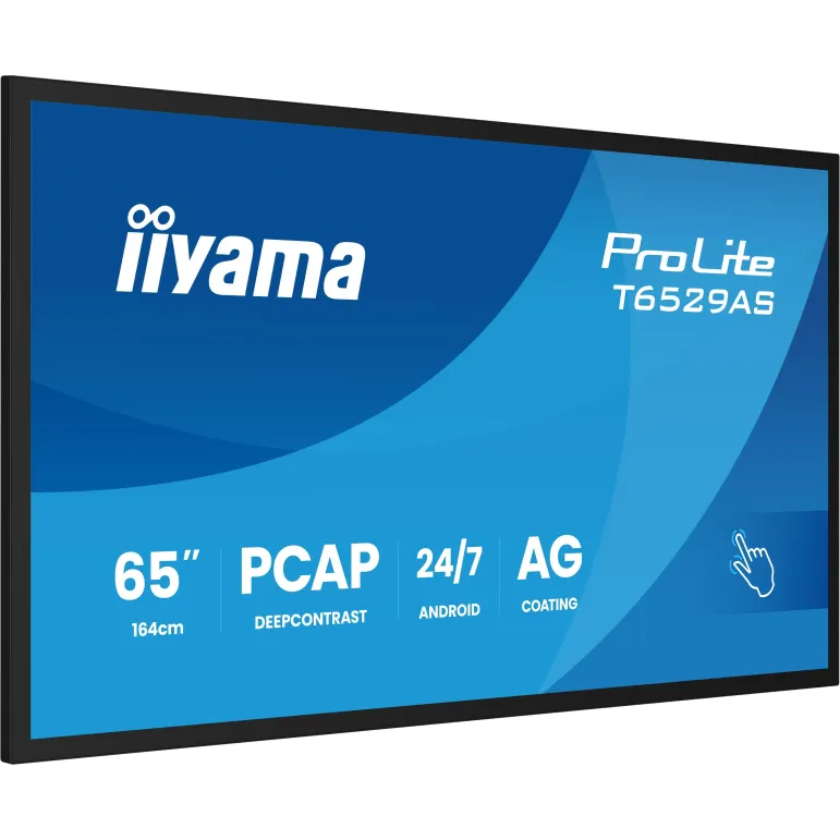 iiyama T6529AS-B1AG visualizzatore di messaggi Design chiosco 163,8 cm (64.5") LED Wi-Fi 420 cd m² 4K Ultra HD Nero Touch