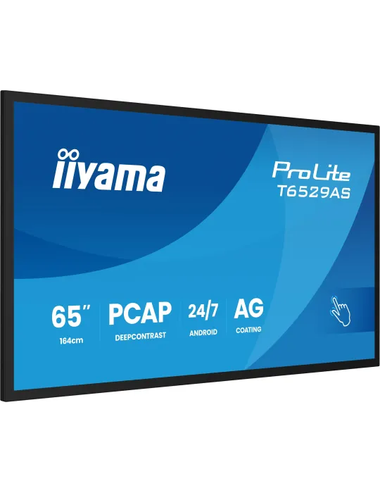 iiyama T6529AS-B1AG visualizzatore di messaggi Design chiosco 163,8 cm (64.5") LED Wi-Fi 420 cd m² 4K Ultra HD Nero Touch