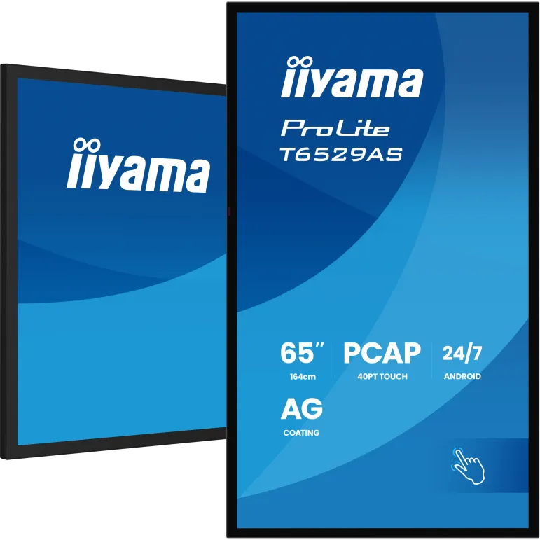 iiyama T6529AS-B1AG visualizzatore di messaggi Design chiosco 163,8 cm (64.5") LED Wi-Fi 420 cd m² 4K Ultra HD Nero Touch