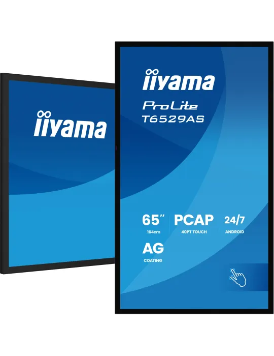 iiyama T6529AS-B1AG visualizzatore di messaggi Design chiosco 163,8 cm (64.5") LED Wi-Fi 420 cd m² 4K Ultra HD Nero Touch