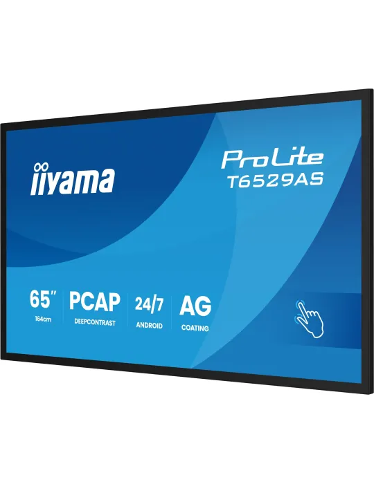 iiyama T6529AS-B1AG visualizzatore di messaggi Design chiosco 163,8 cm (64.5") LED Wi-Fi 420 cd m² 4K Ultra HD Nero Touch