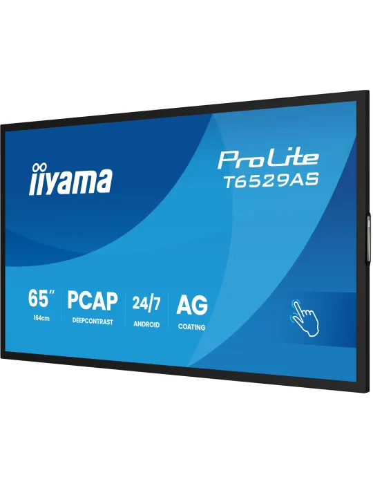 iiyama T6529AS-B1AG visualizzatore di messaggi Design chiosco 163,8 cm (64.5") LED Wi-Fi 420 cd m² 4K Ultra HD Nero Touch