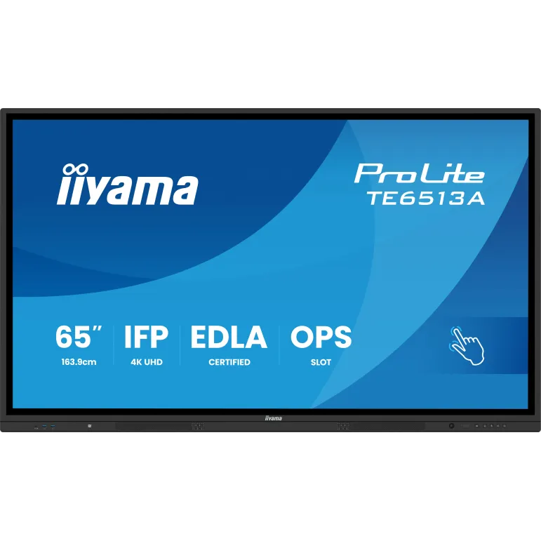 iiyama TE6513A-B2AG visualizzatore di messaggi Pannello piatto interattivo 163,8 cm (64.5") Wi-Fi 500 cd m² 4K Ultra HD Nero