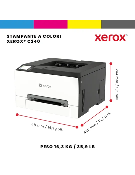 Xerox C240 Stampante Laser A4 a colori, WI-FI, 25 ppm