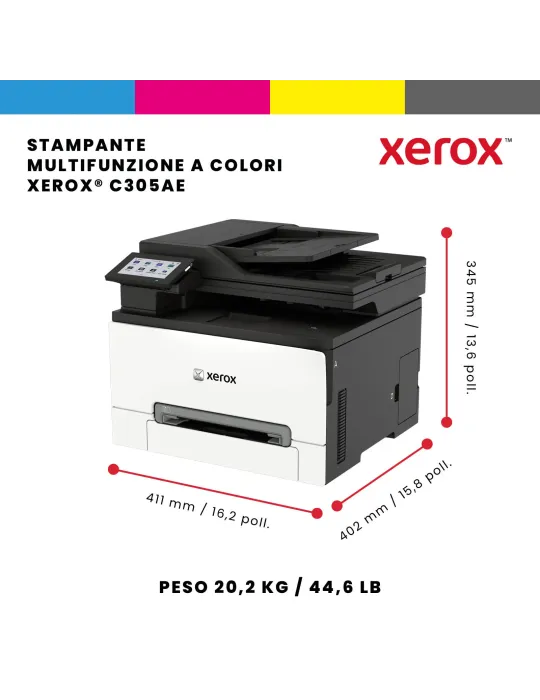 Xerox C305ae stampante multifunzione laser A4 a colori, WI-FI, 30 ppm, DADF, scansione, copia e fax