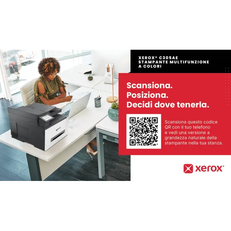 Xerox C305ae stampante multifunzione laser A4 a colori, WI-FI, 30 ppm, DADF, scansione, copia e fax