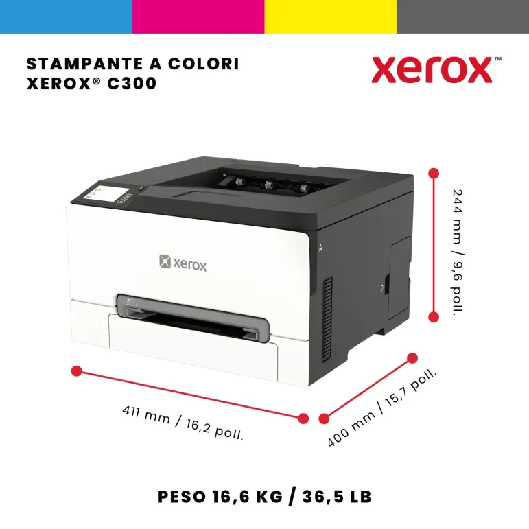 Xerox C300 Stampante Laser A4 a colori, WI-FI, 30 ppm