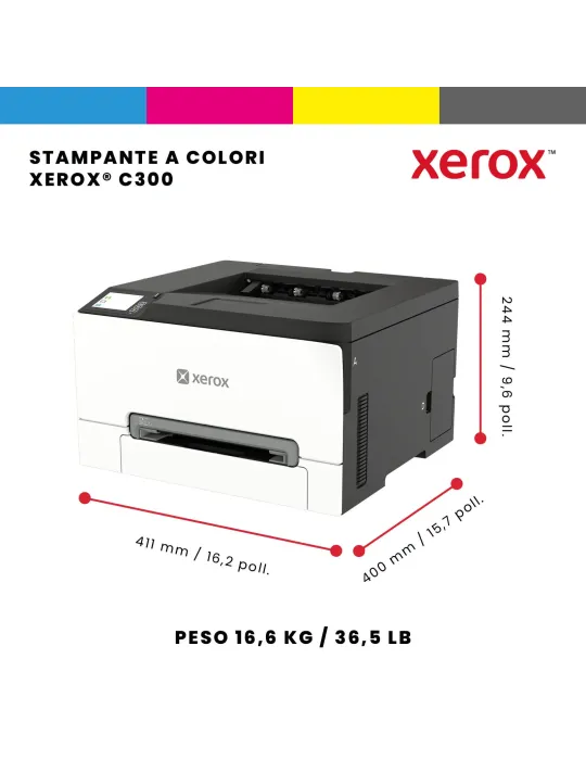 Xerox C300 Stampante Laser A4 a colori, WI-FI, 30 ppm